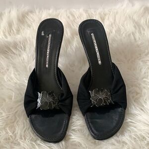 DONALD J PLINER Black Open Toe Kitten Heel Sandals